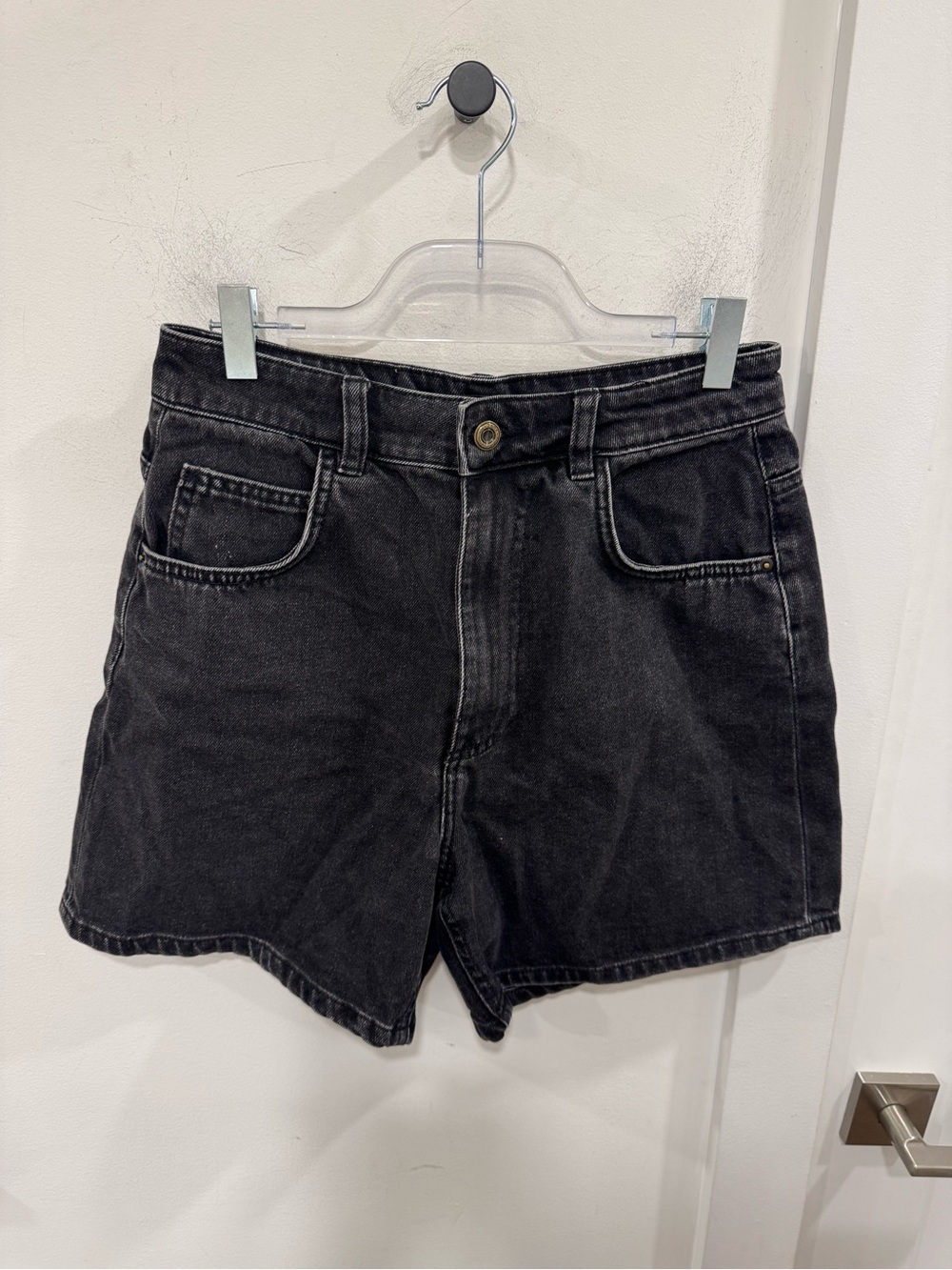 Zara Black High-Rise Jean Shorts